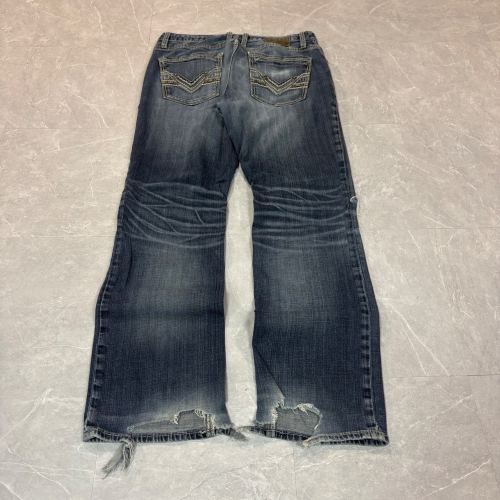 BKE Derek Mens Straight Leg Distressed Jeans 34R Medium Wash Denim 3830